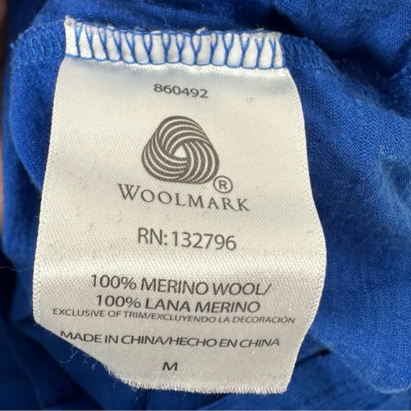 Seg’ments Soldi Blue 100% Merino Wool V-Neck Long Sleeve Top Women’s Size Medium - Picture 5 of 7